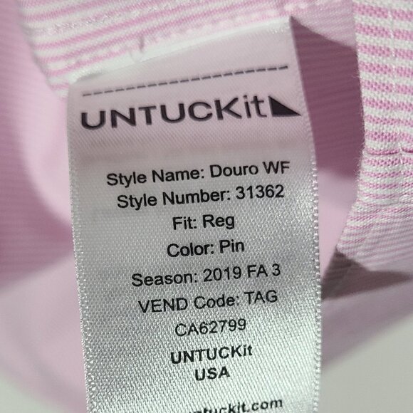 Untuckit Douro Pink Pinstripe Men's L/S XL Button Up Shirt EUC - Picture 7 of 7